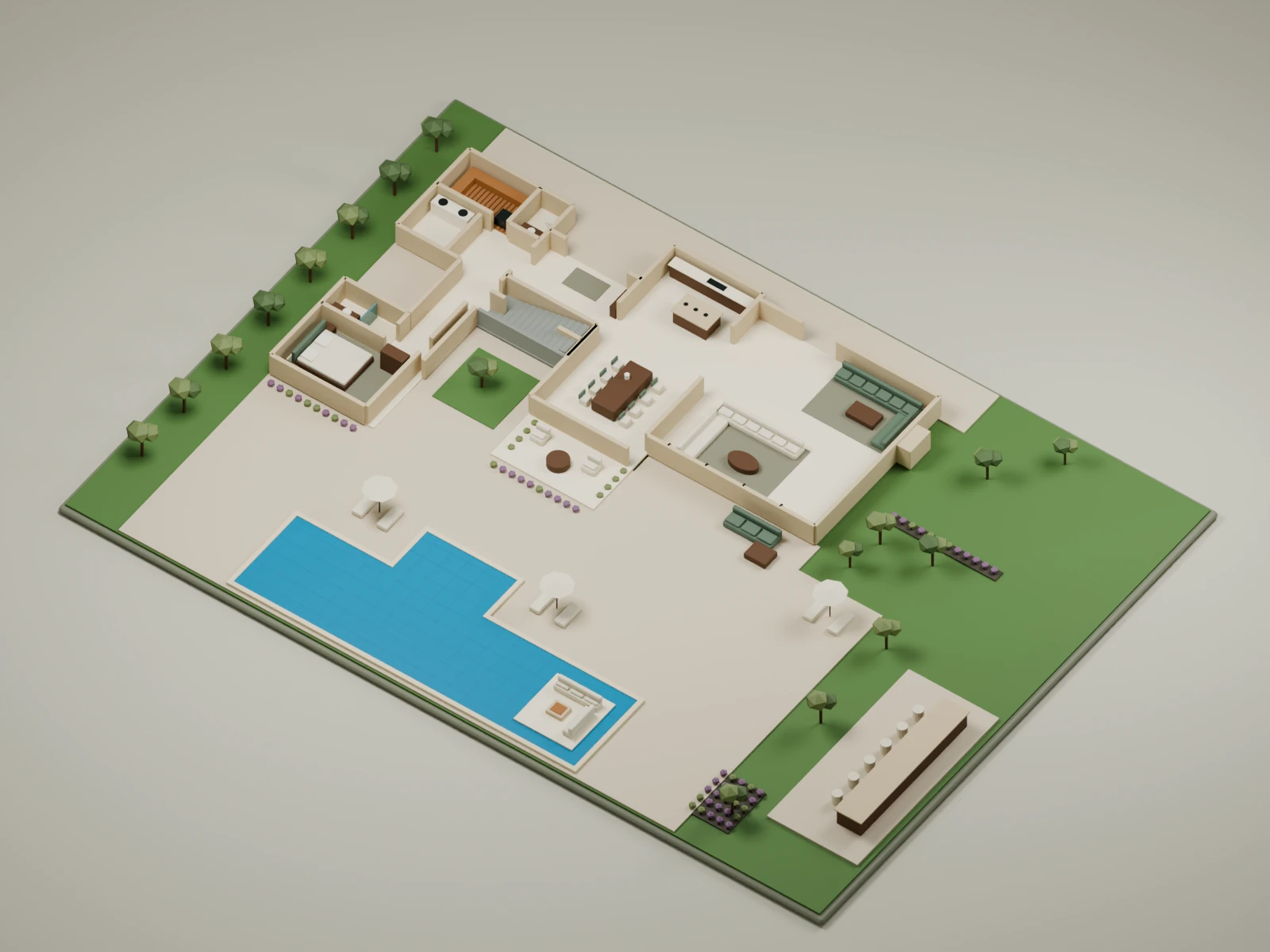Blender ile kaynak giriş katından modellenen Toscana Karakaya kesit maketi