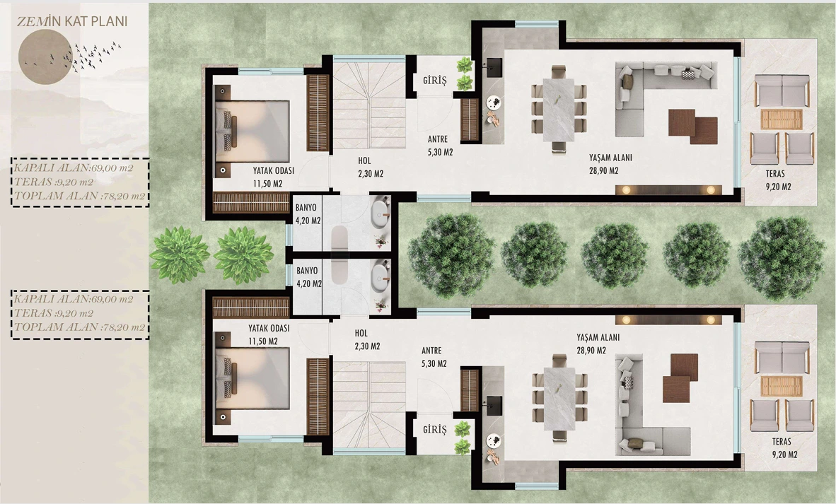 Gümüşlük · İkiz plan / Zemin · Kaynak plan