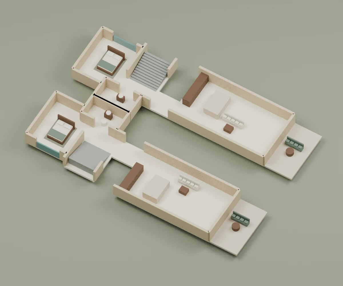 Gümüşlük · İkiz plan / Zemin · 3B maket