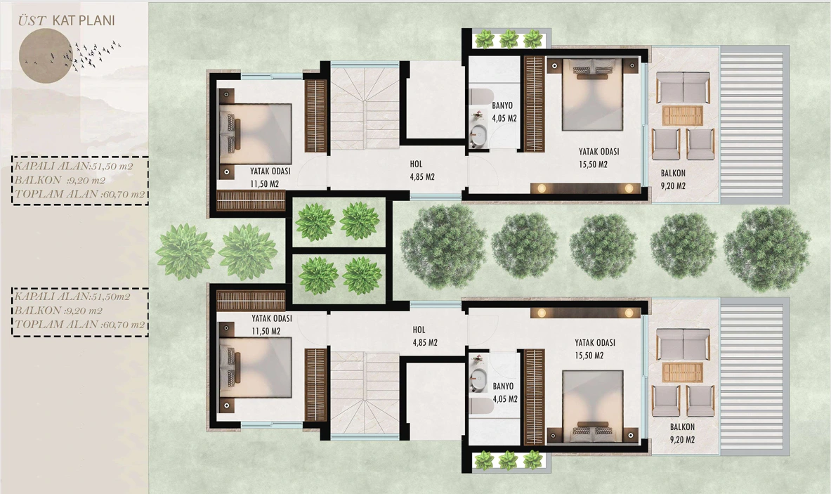 Gümüşlük · İkiz plan / Üst kat · Kaynak plan